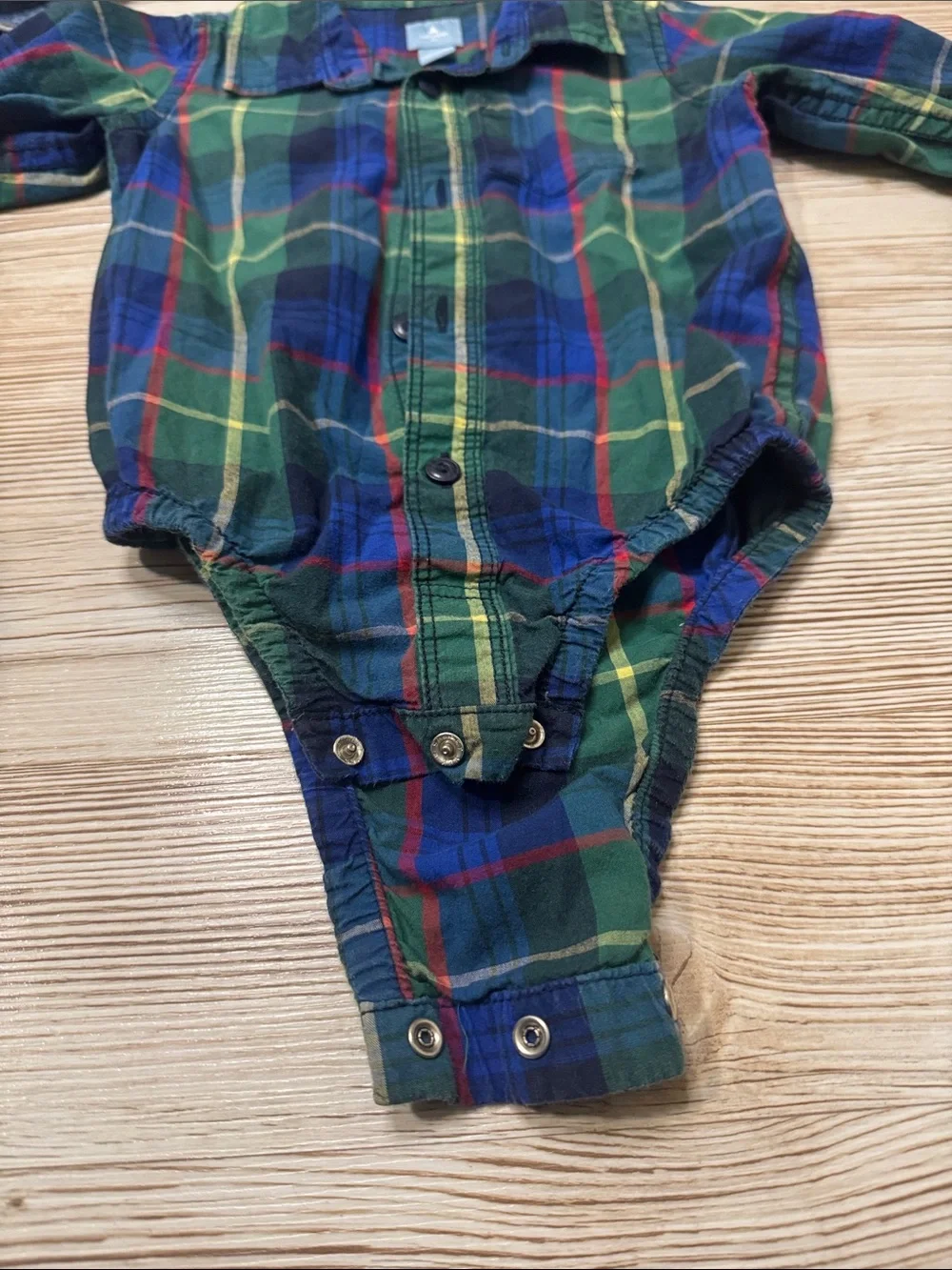 GAP Green and Blue Plaid One-Piece Bodysuit